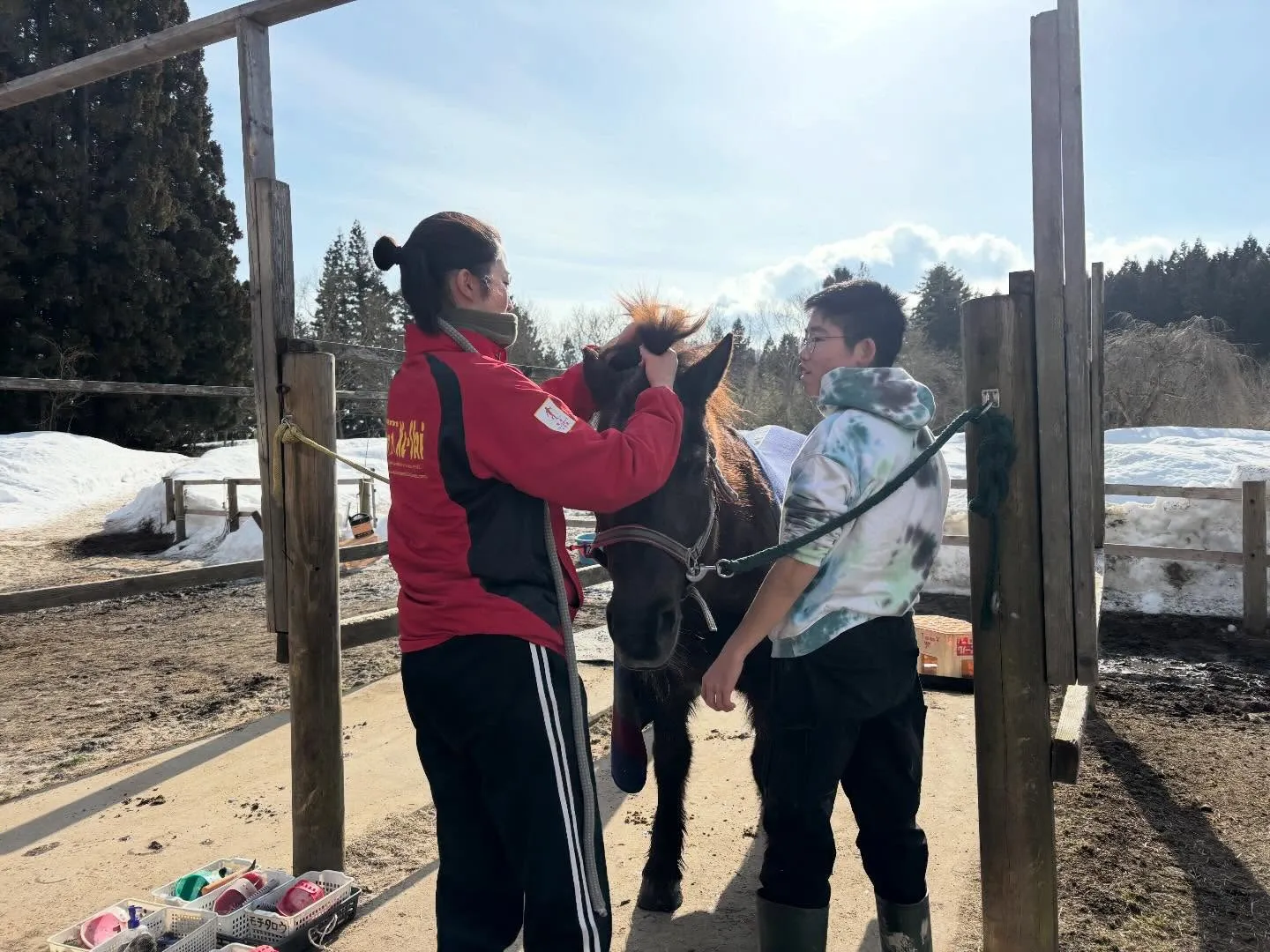 集牧時何やらやっている二人♪ 