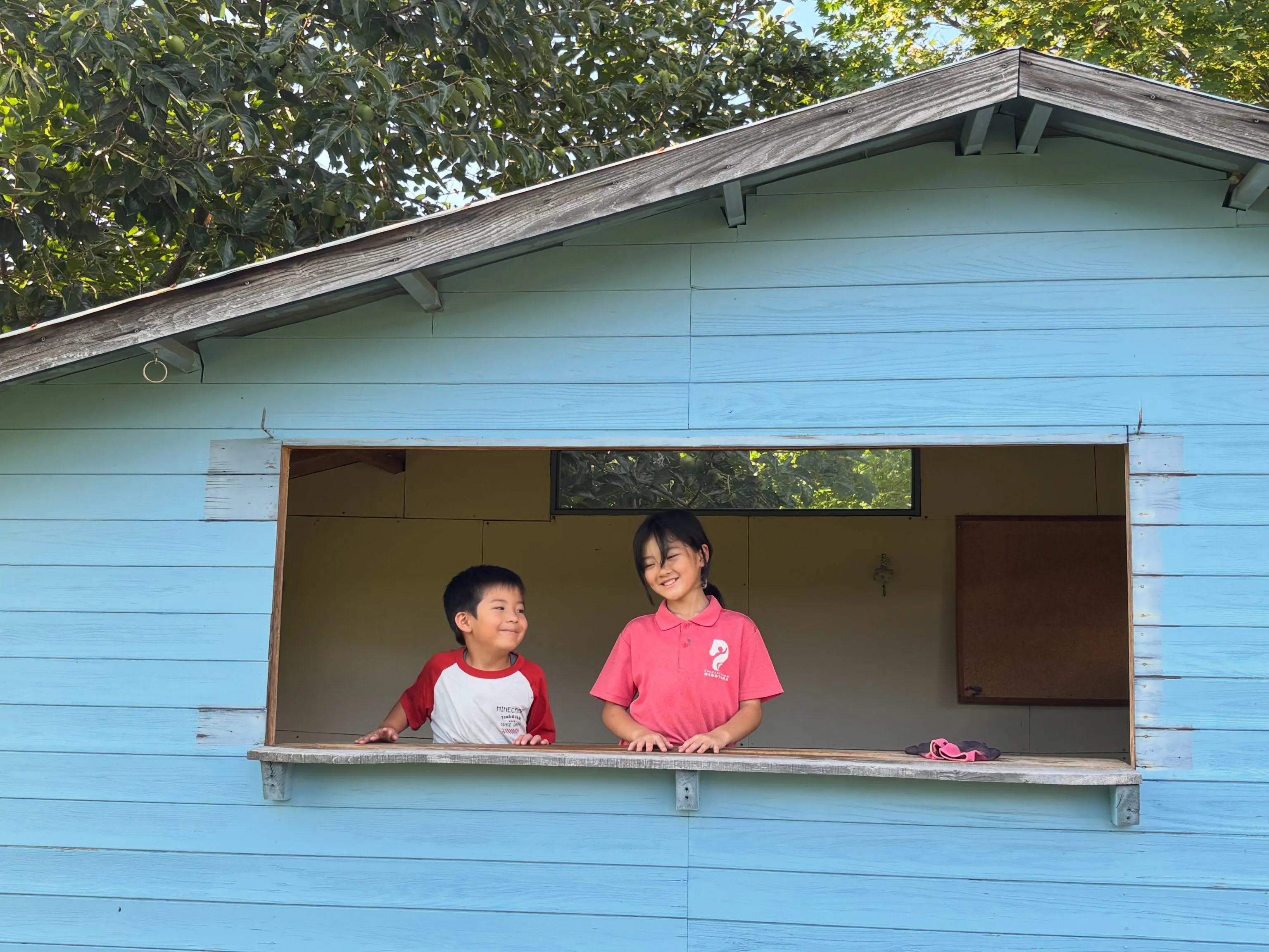 牧場の青い小さな小屋🛖