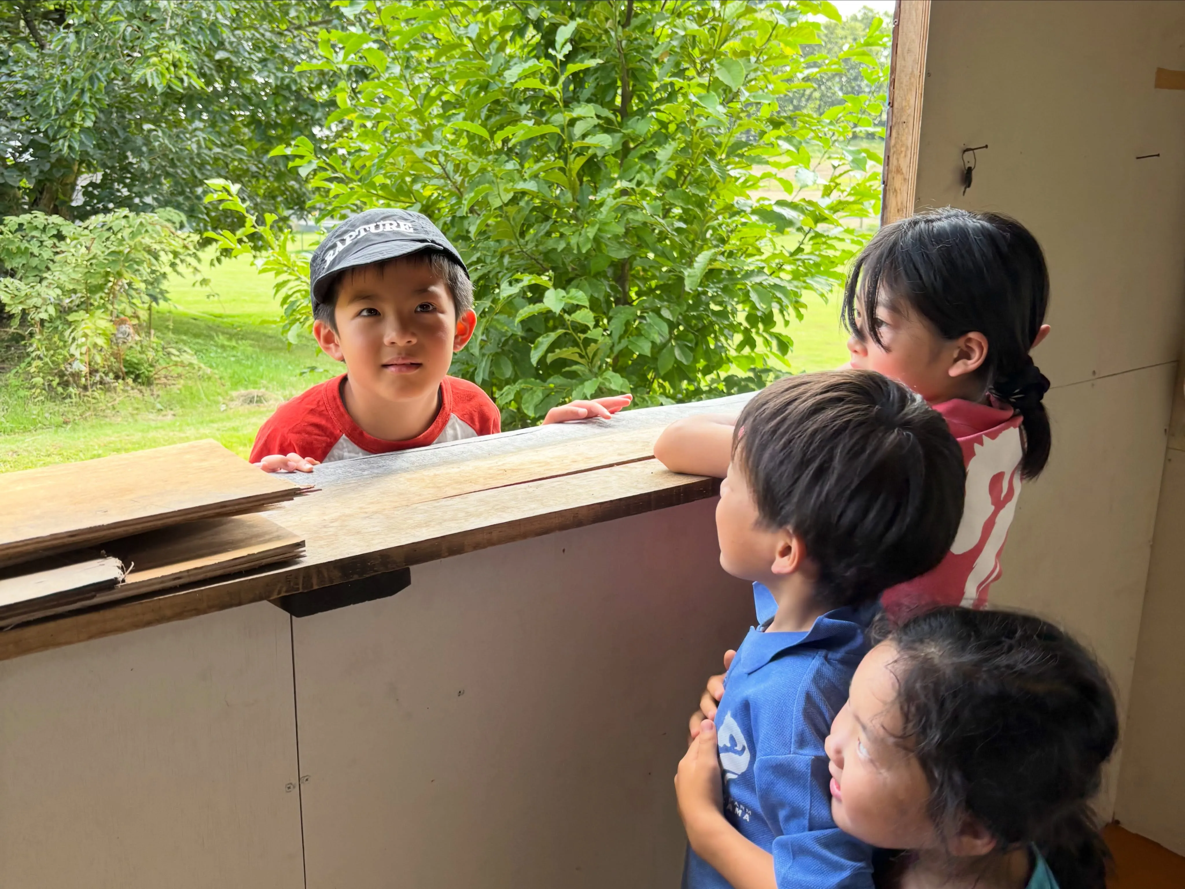 牧場の青い小さな小屋🛖