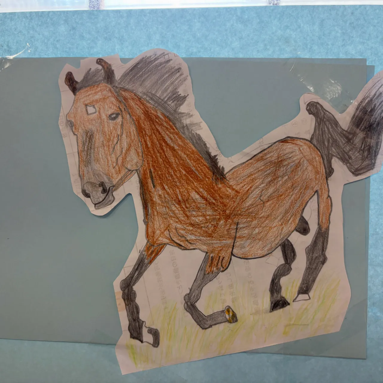 見て見て、描いたよ！いいねー、この躍動感🐎
